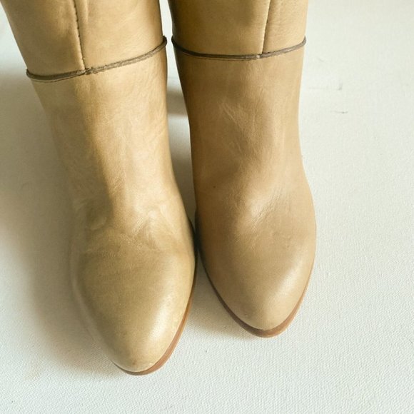 Vintage Frye Light Beige Leather Unique Knee High Boots 6.5 - Picture 6 of 15